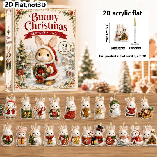 Świąteczny Królik Kalendarz Adwentowy 2D – 24 Ozdoby
