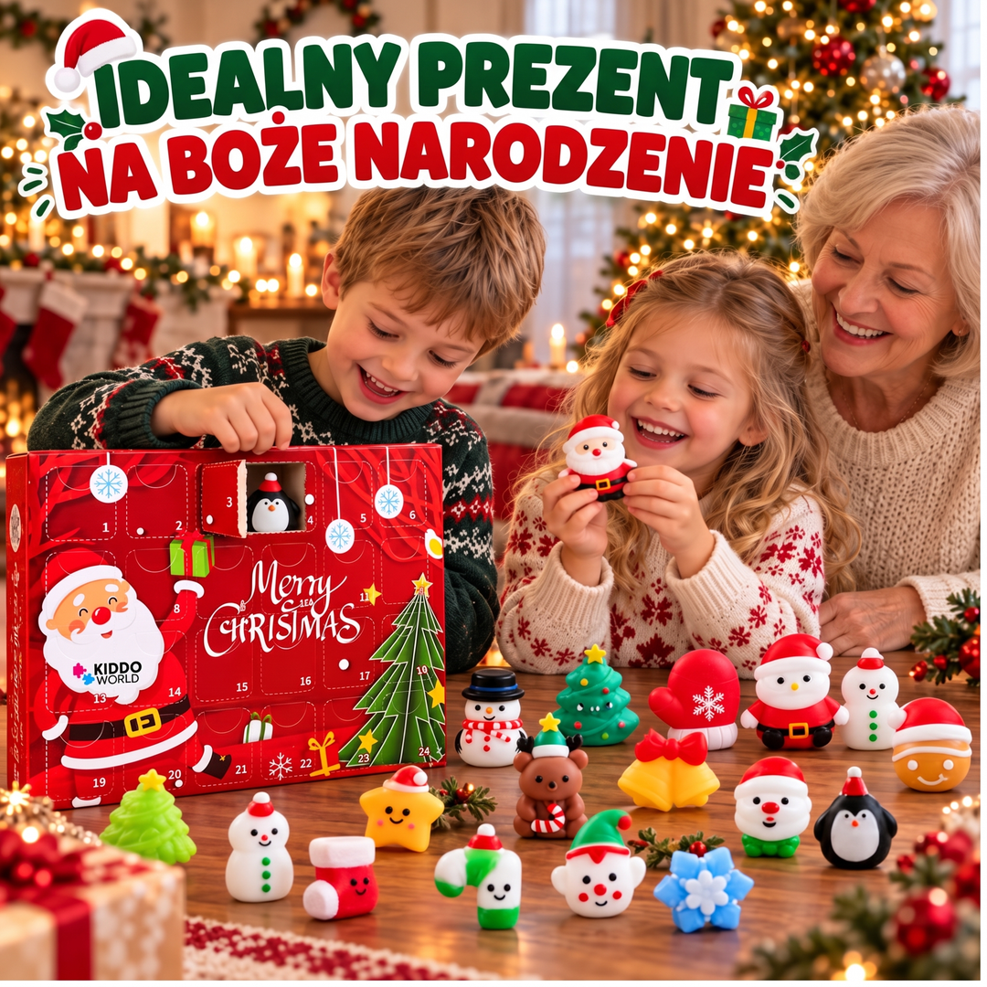 Świąteczny kalendarz adwentowy Squishy – 24 tajemnicze zabawki Squishy (3+ lata)