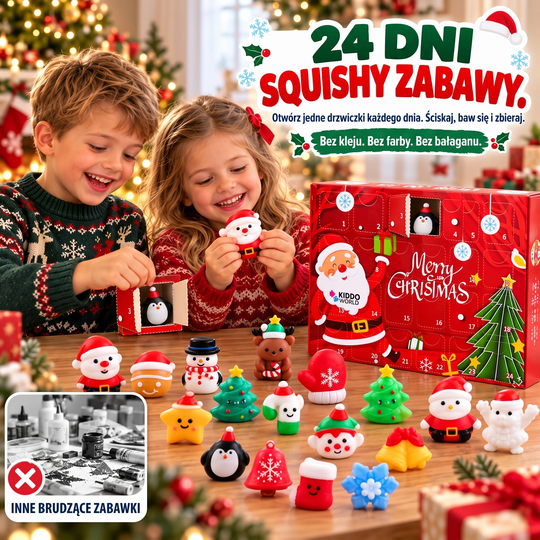 Świąteczny kalendarz adwentowy Squishy – 24 tajemnicze zabawki Squishy (3+ lata)