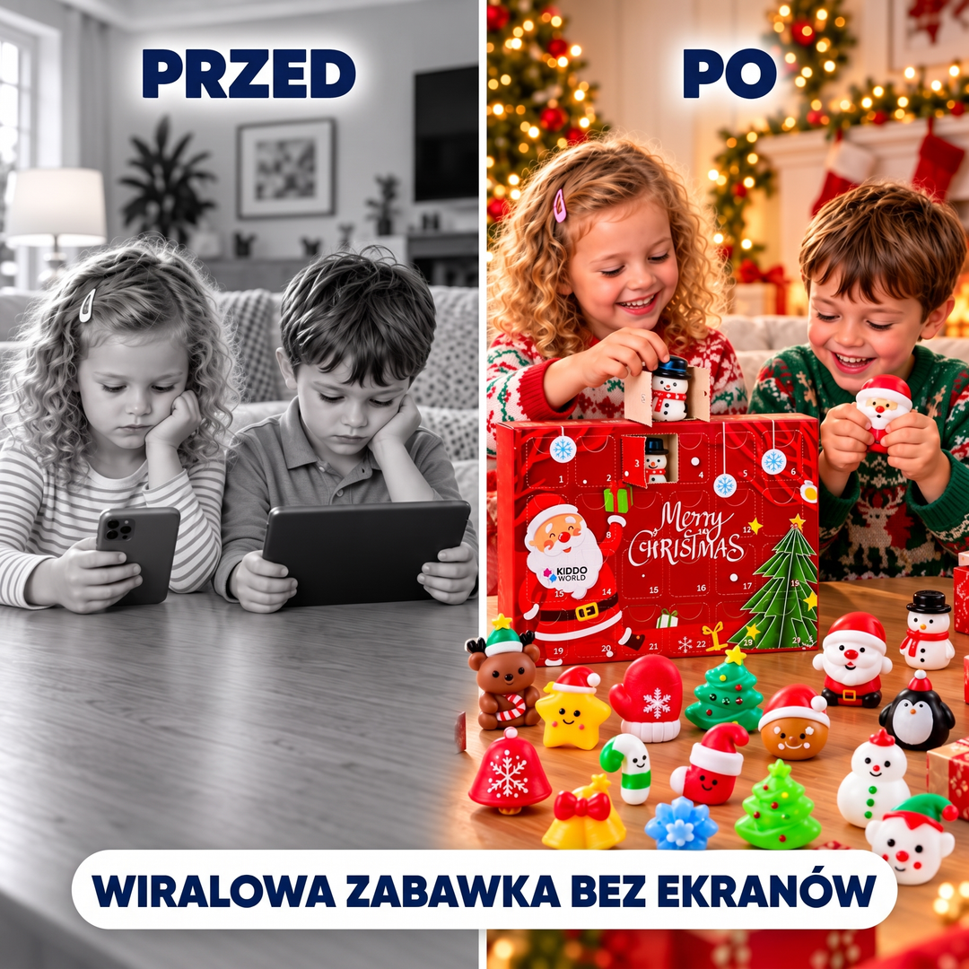 Świąteczny kalendarz adwentowy Squishy – 24 tajemnicze zabawki Squishy (3+ lata)