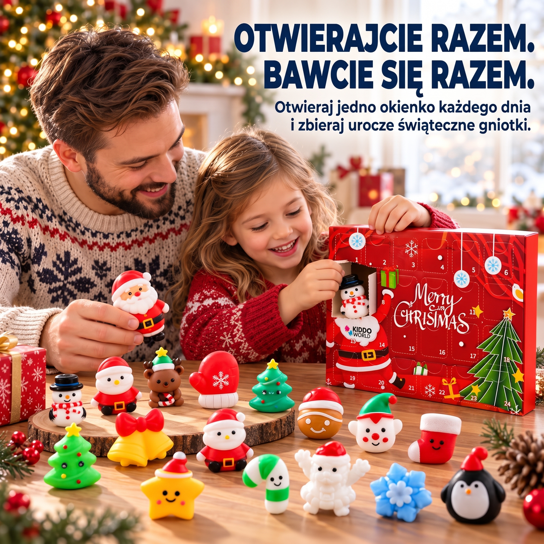 Świąteczny kalendarz adwentowy Squishy – 24 tajemnicze zabawki Squishy (3+ lata)