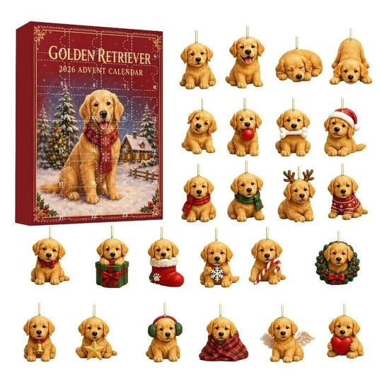 Golden Retriever Kalendarz Adwentowy – 24 Ozdoby na Choinkę