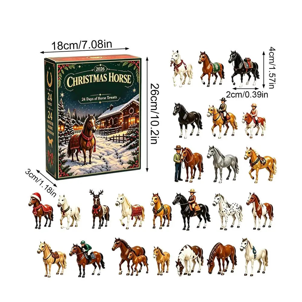 Nieuwe Paard Adventskalender 2026 24 Dagen Kerstboomdecoratie Kerstdoos Kerstfeest Huisdecoratie Cadeauartikelen