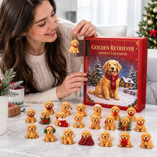 Golden Retriever Kalendarz Adwentowy – 24 Ozdoby na Choinkę