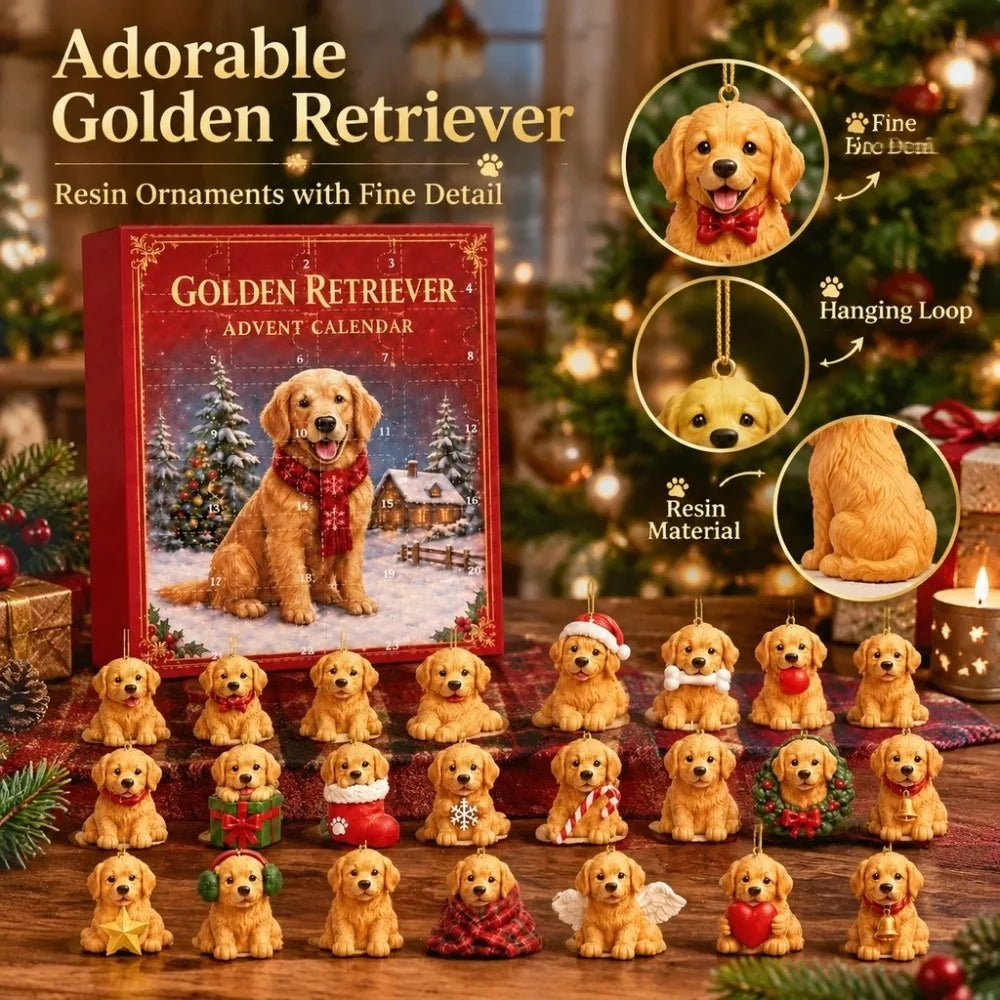Golden Retriever Kalendarz Adwentowy – 24 Ozdoby na Choinkę