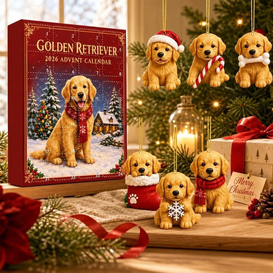 Golden Retriever Kalendarz Adwentowy – 24 Ozdoby na Choinkę