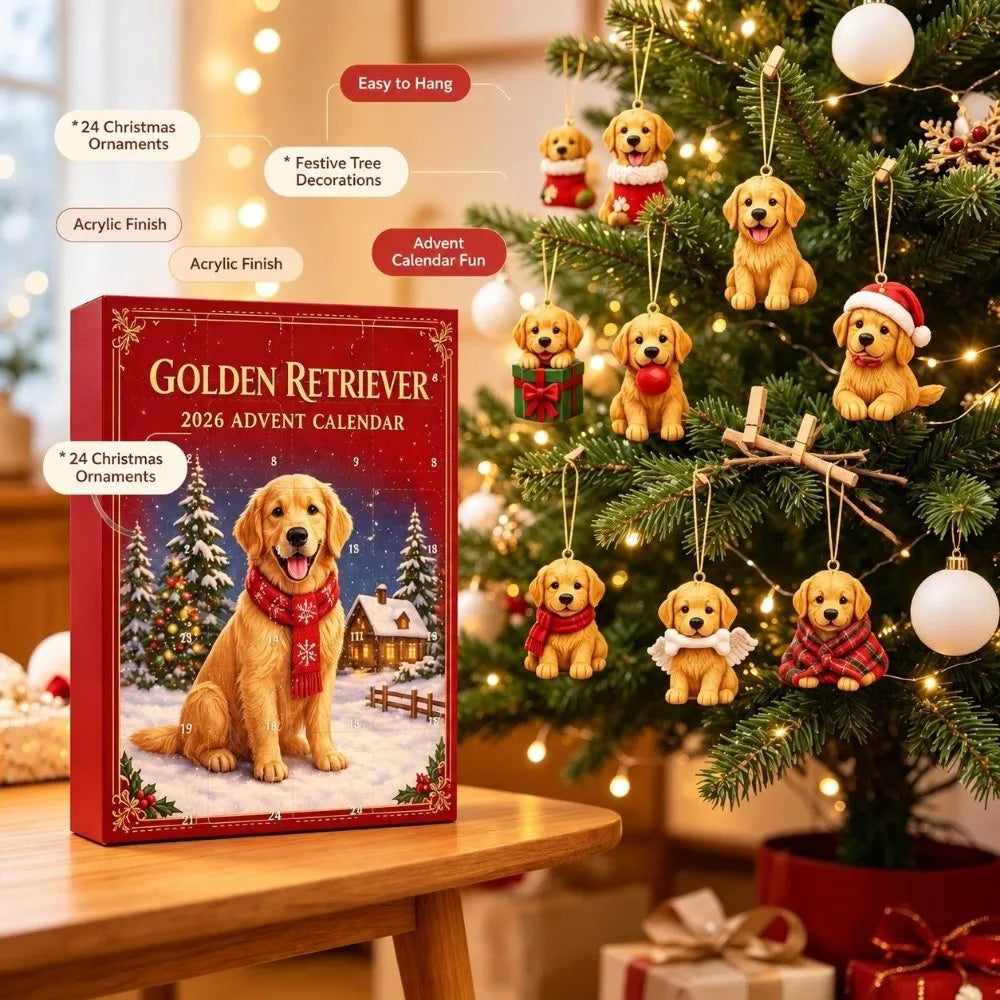 Golden Retriever Kalendarz Adwentowy – 24 Ozdoby na Choinkę