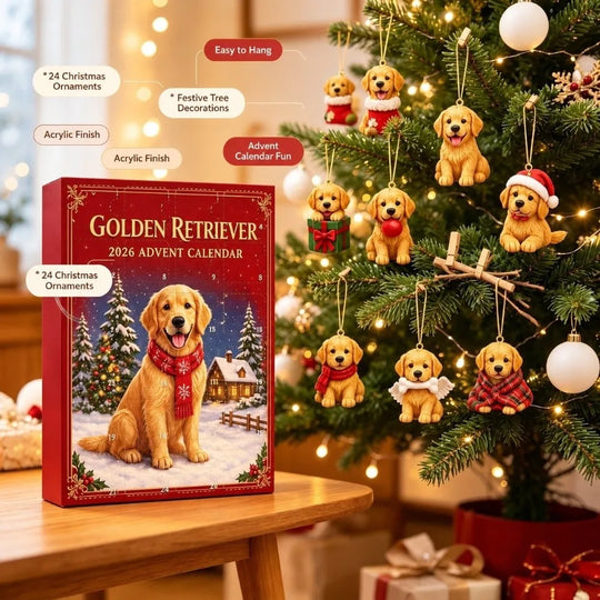 Golden Retriever Kalendarz Adwentowy – 24 Ozdoby na Choinkę
